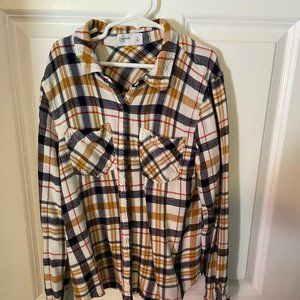 Womens Maurices Navy Blue and Yellow Flannel Small